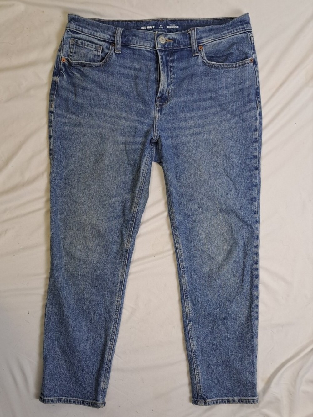 Old Navy Mid Rise Tapered Boyfriend Jeans 8P Relaxed Slouchy Everyday Denim
